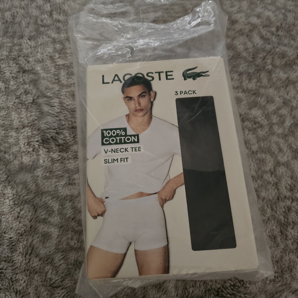 Lacoste Men's Black V-Neck Tee 1 Pack